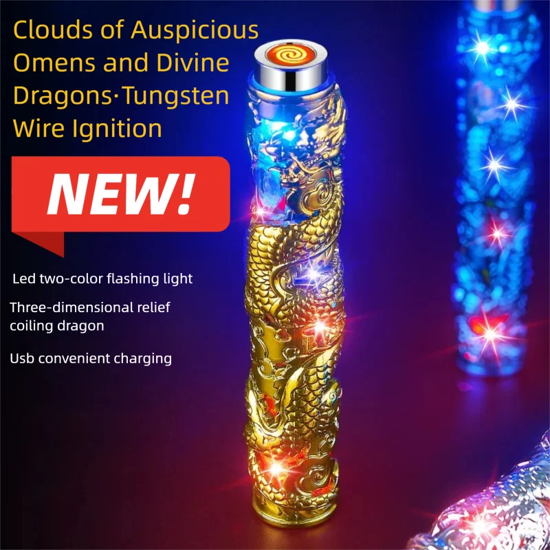 HLCHJ-056， Creativity, Flash, Golden Hoop, Charging, Blow, Fire Fold, Mini, Portable, Collector, Lighter