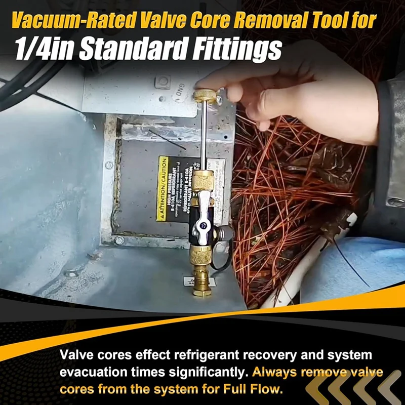 ABUG-HVAC Ventilkern-Entfernungswerkzeug, 1/4 Zoll vakuummodiertes Ventilkern-Entfernungswerkzeug, funktioniert mit allen Kältemitteln, HVAC-Werkzeuge