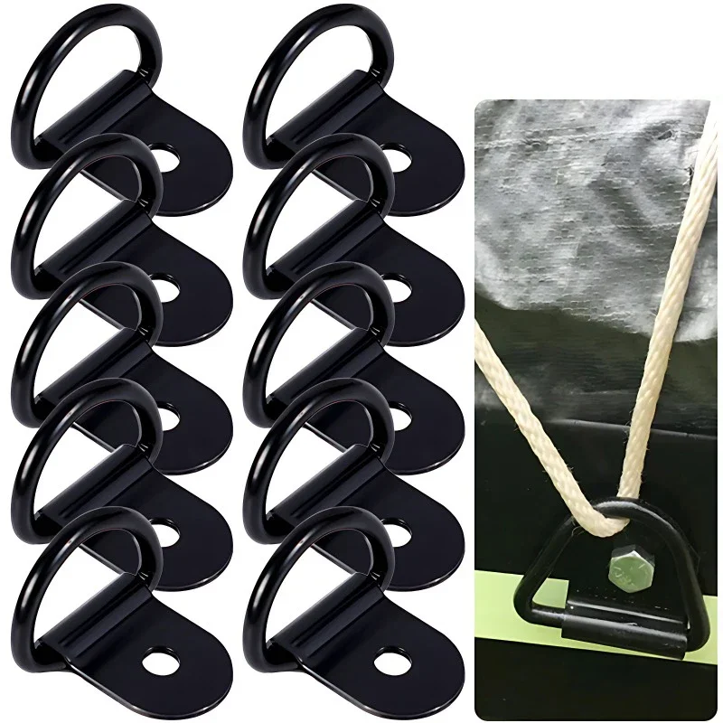 20/10PCS D Shape Pull Hook Tie Down Anchor Ring Iron Stainless Steel Cargo Tie Down Ring for Truck Trailers RV Boat Accessories