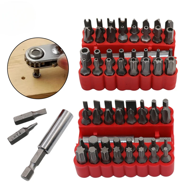 33-teiliges Sicherheits-Bit-Set, manipulationssicherer Torx-Sechskant-Stern-Tri-Wing-Schraubendreher mit magnetischem Halter, professionelles Handwerkzeug-Set