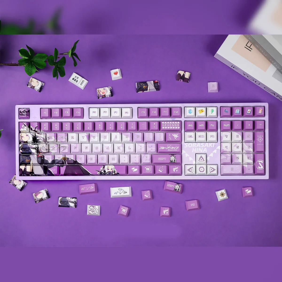 Game Blue Archive Sorasaki Hina PBT Key Caps Cosplay Props Axis Side Engraved Mechanicale Keycaps Gaming Tabletop Supplies