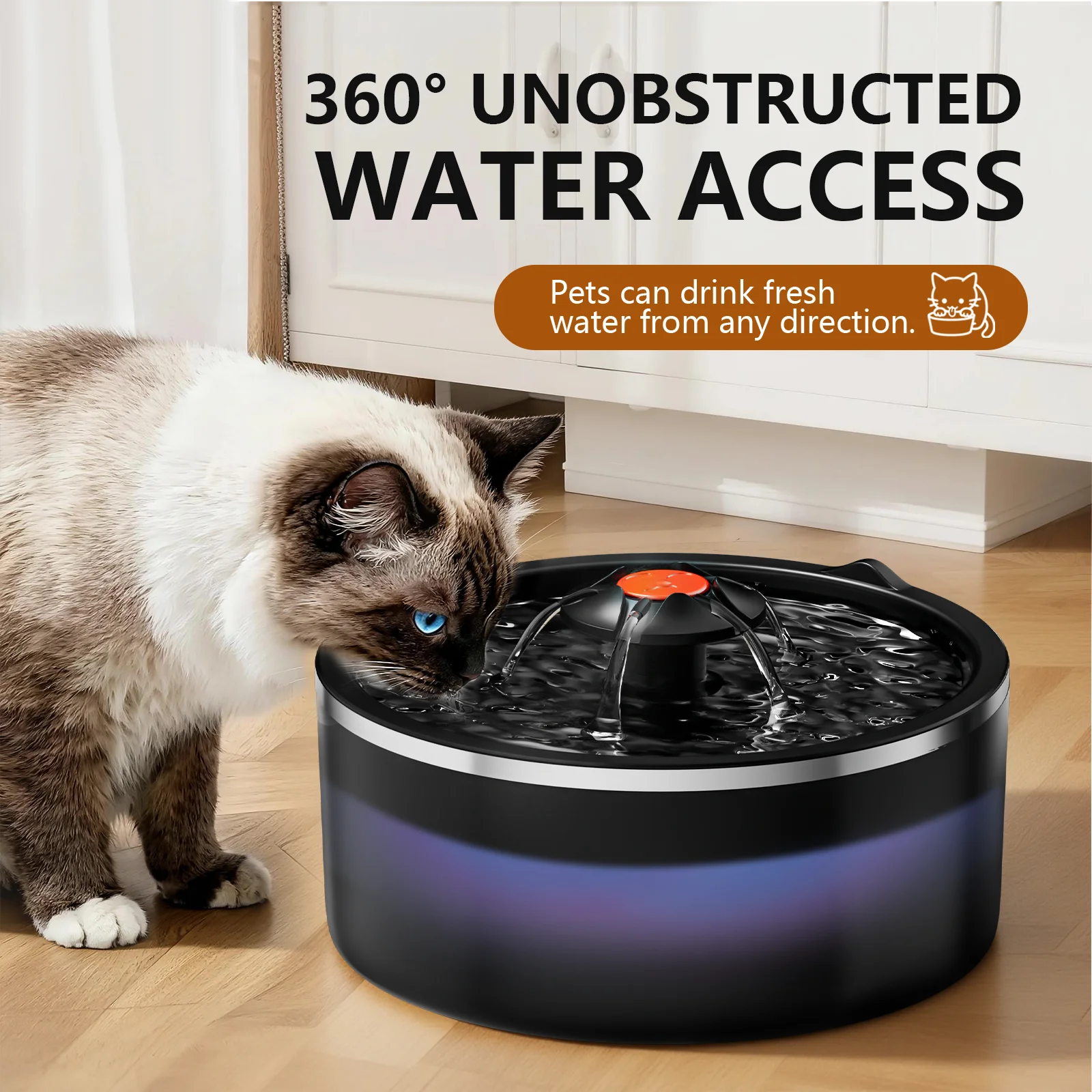نافورة مياه للقطط وعاء شُرب للحيوانات الأليفة 2.5L مع فلتر إعادة تدوير تلقائي USB كتم كهربائي متعدد الوظائف موزع مياه للقطط #2