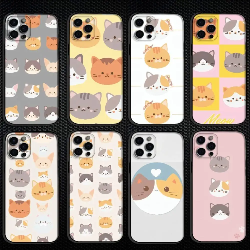 

Lovely Cat Phone Case For iPhone 16,15,14,13,12,11 Plus,Pro Max, Others Soft Black Cover