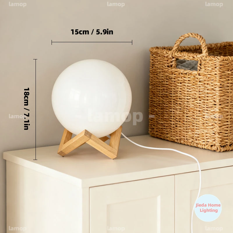Murano Glass Sphere Table Lamp Three Color Temperature Soft Light Ins Style Furnishing Light For Bedroom Desktop Homestay