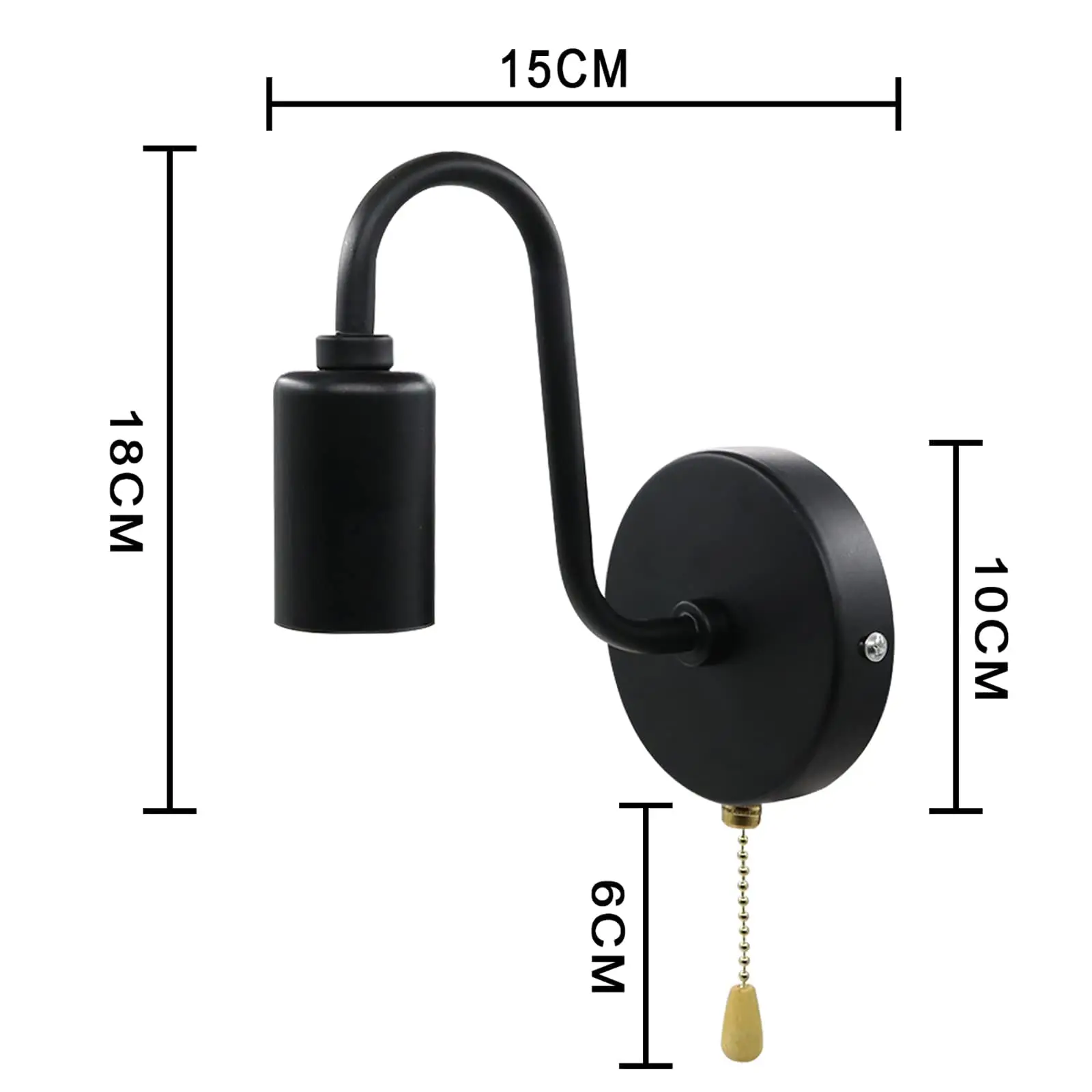 Retro Wall Lamp Industrial Lamp Holder Simple Metal Vintage E27 Base Wall Lamp With Zipper Switch For Hallway Kitchen Barthroom