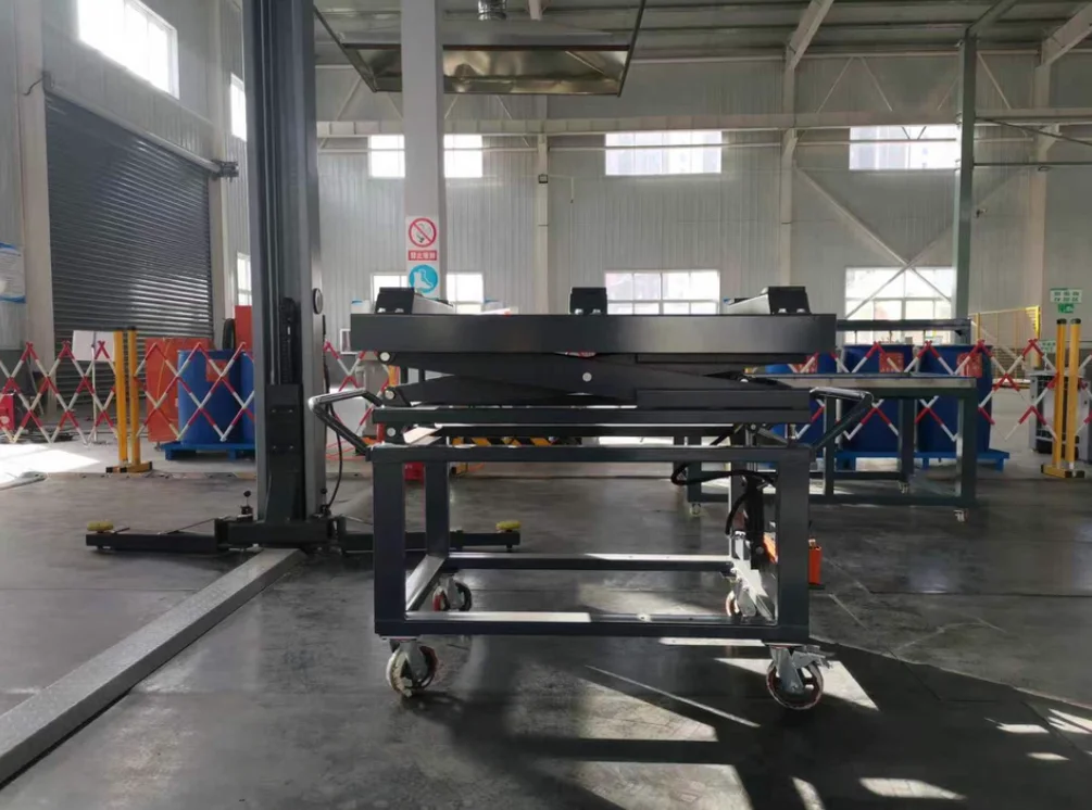 Electric vehicle battery pack disassembly and repair platform pneumatic lift