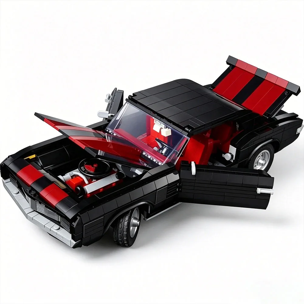 MOC 1456PCS Technology Creativity Black Sports Car Building Block Set Technology Assembly Adult Birthday Festival Party Gifts view 4
