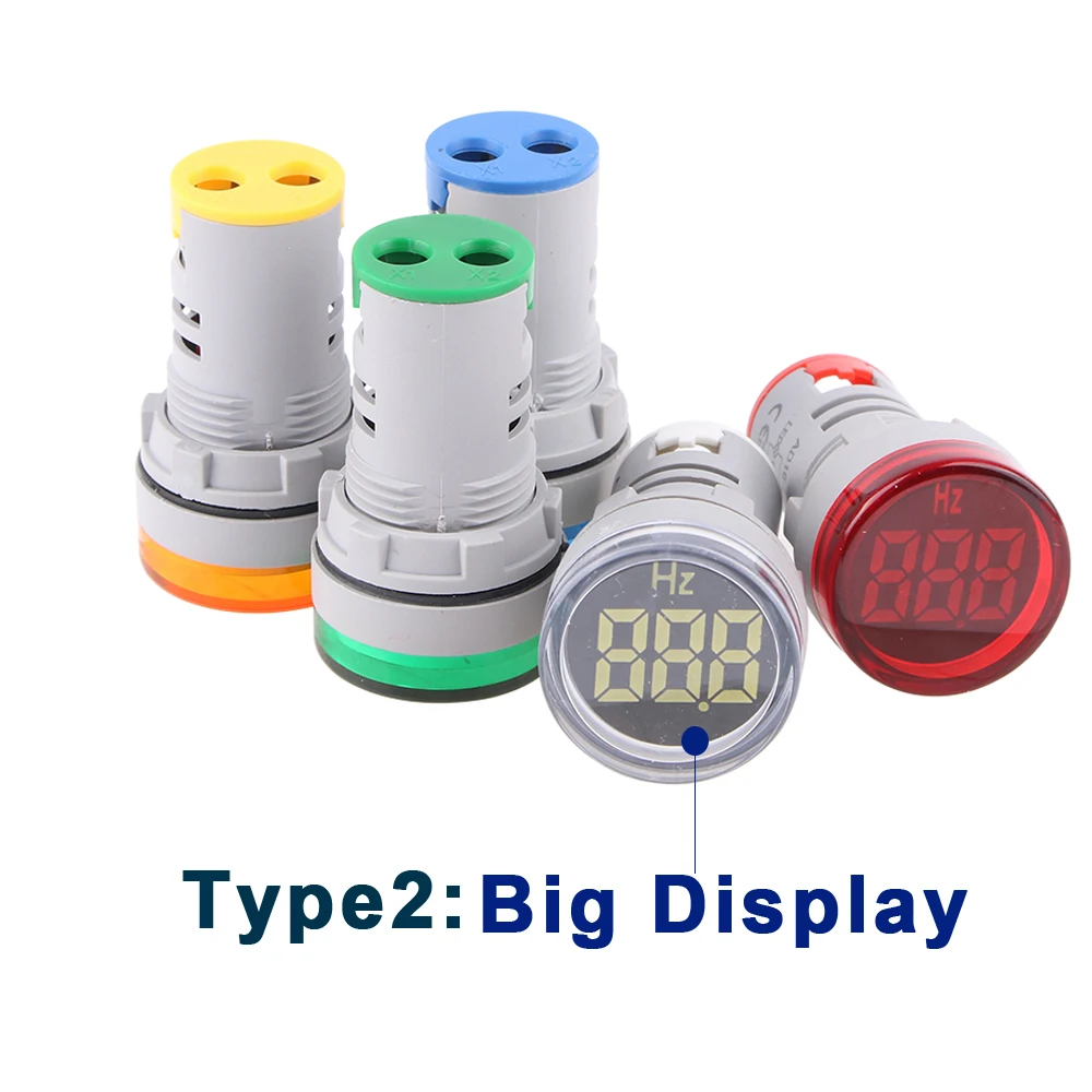 Round Type Digital Display Electricity Hertz Meter Frequency Meter Indicator Light AC Meter Red Tester 0-99Hz Green White