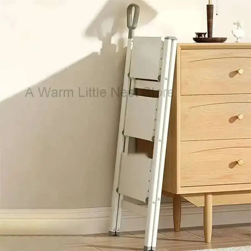 

Aluminum Alloy Folding Ladder Home Herringbone Step Ladder Safety Kitchen Step Stools with Armrest Multifunctional Small Stair Z