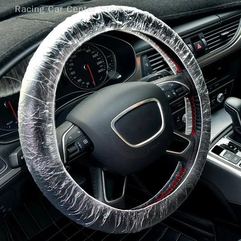 20Pcs Universal Clear White Plastic Disposable Steering Wheel Cover For Car