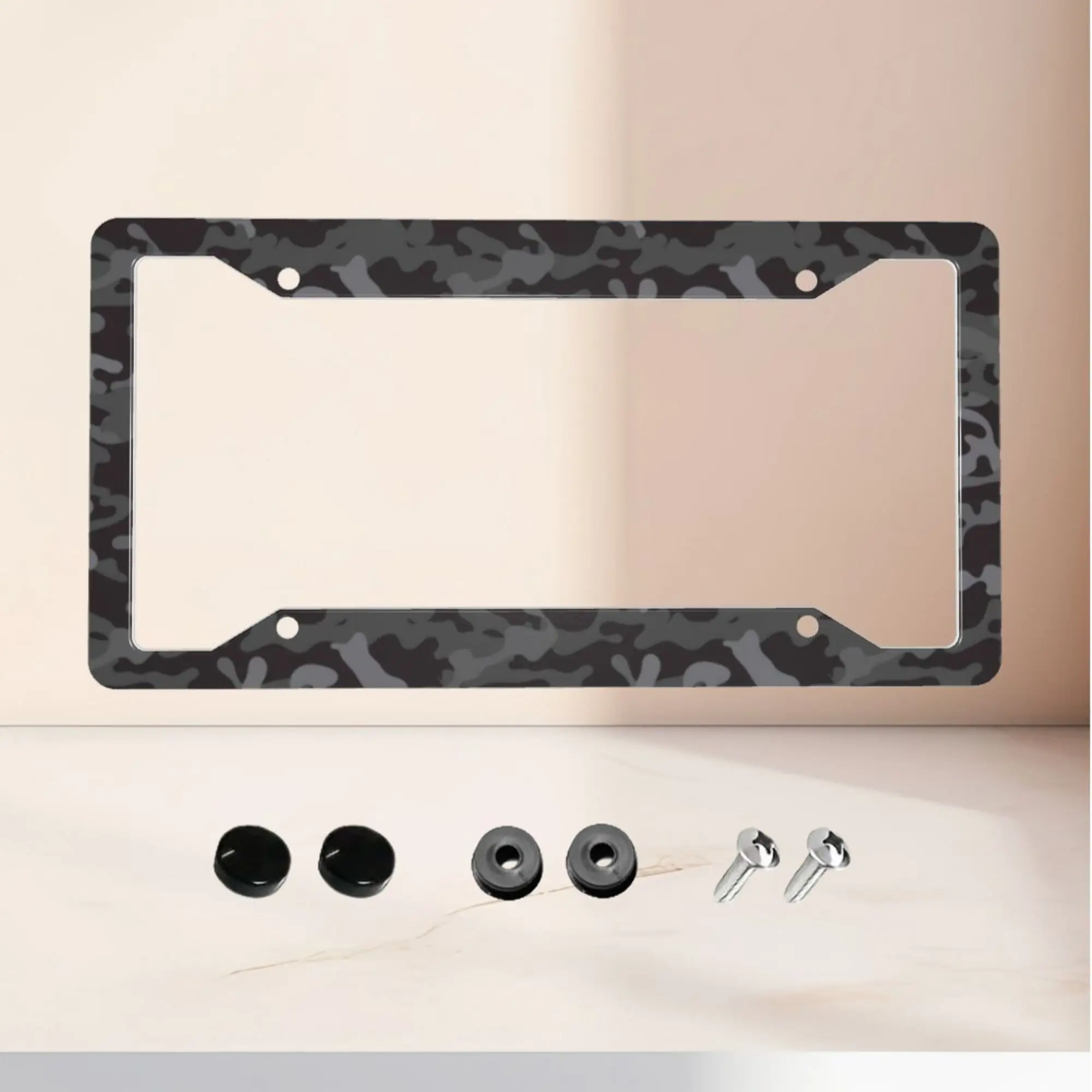 1pc quadro da placa de alumínio-preto e cinza camo quadro da placa-qualidade premium, à prova de intempéries, fácil instalação, 31*16cm