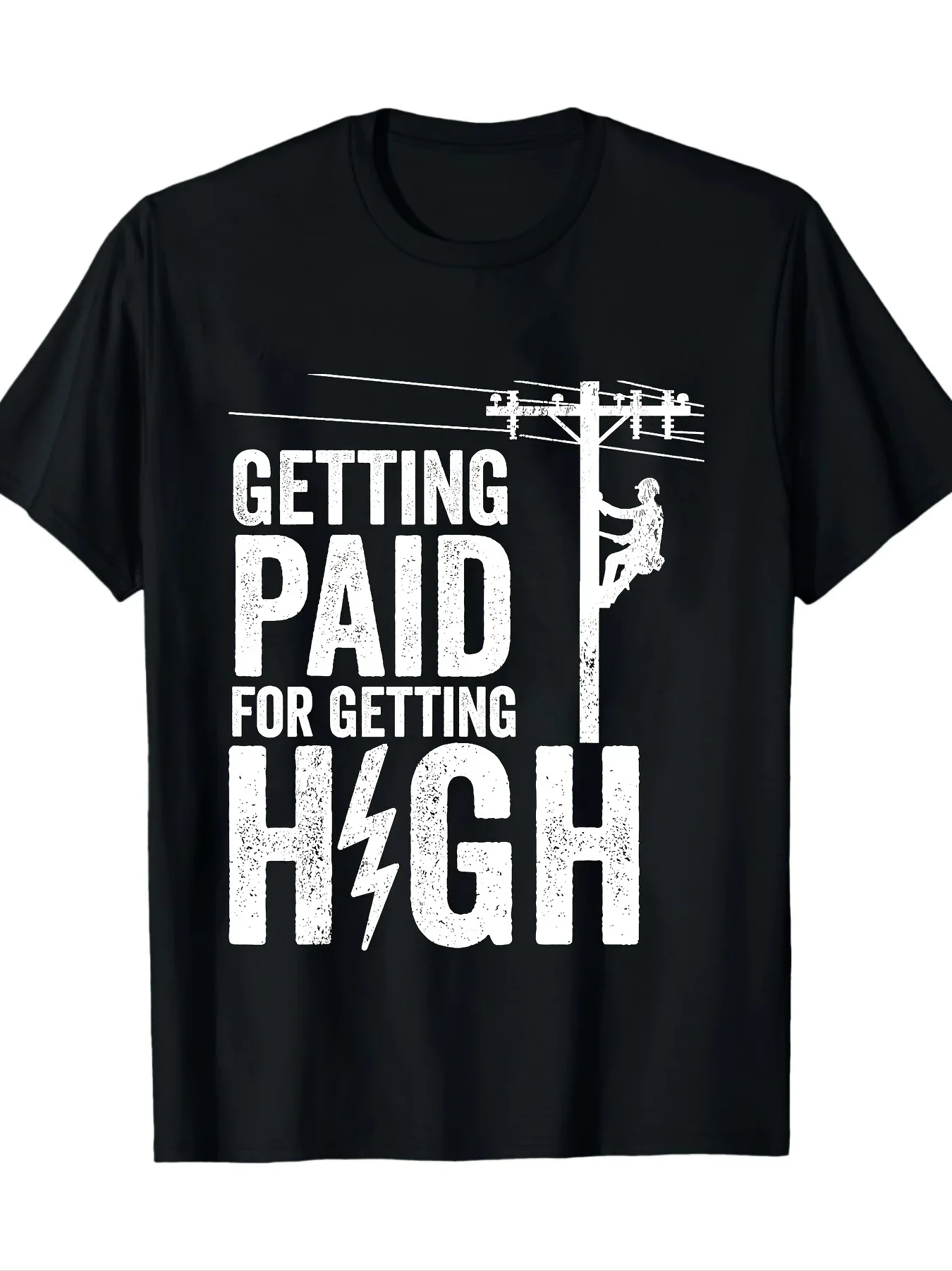 New 1pc, Men's Funny Electrician Gift T-Shirt - Pound Crew Neck Short Sleeve, Printed with 