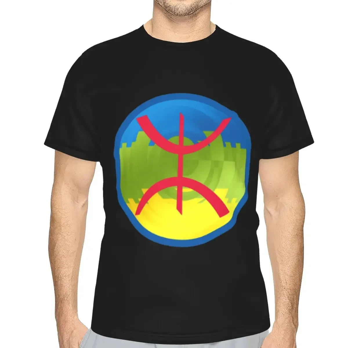 polyester Berber Kabyle Berbers Amazigh Flag T-Shirt Men's Fashion T Shirt Men Round Neck Summer Shirts Tops