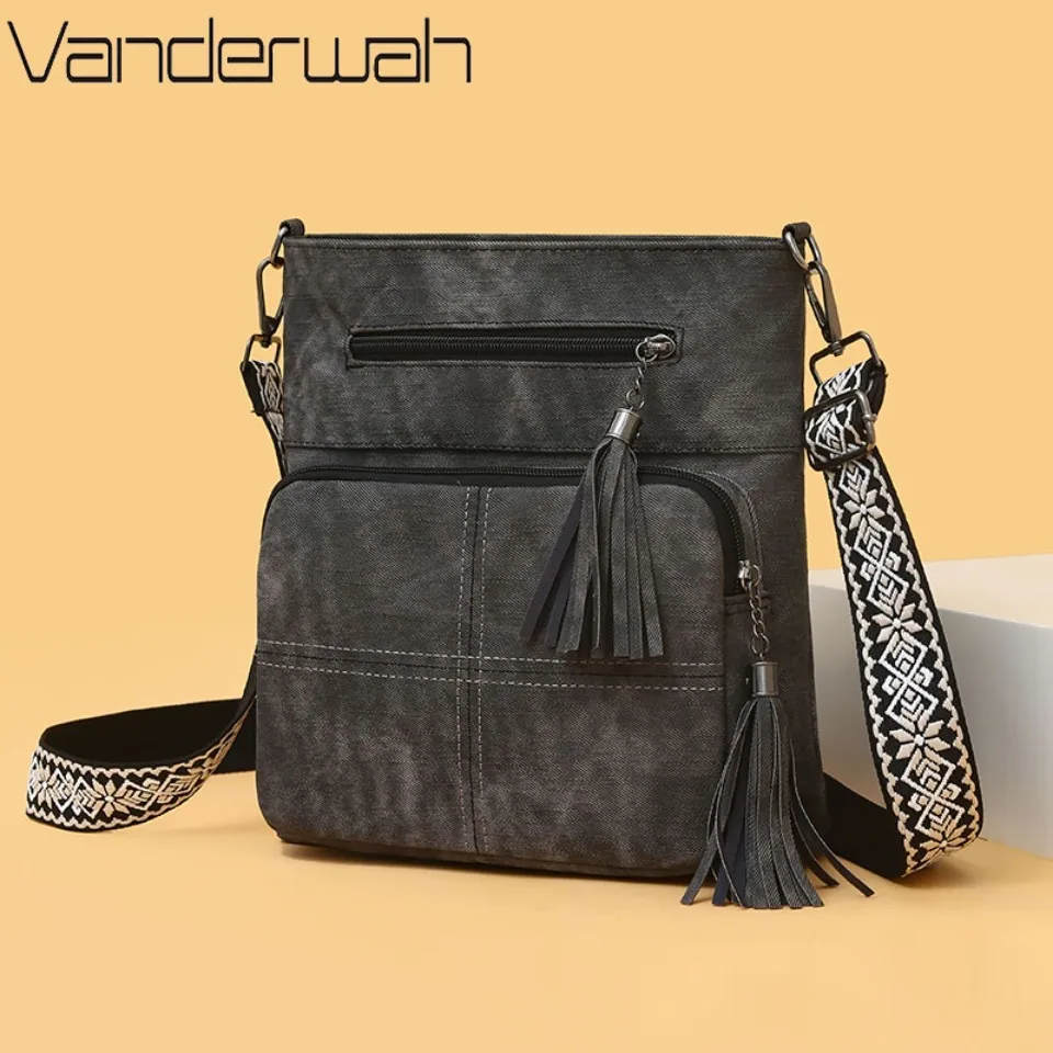 

Casual Double Tassel Zipper Bag Women's Single Shoulder Crossbody Bag Retro Simple Phone Bags for Women's Commute Summer Style