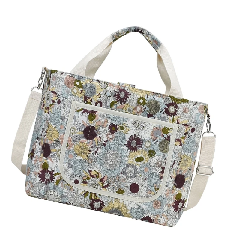 Mom Bag with Flower Pattern Large Capacity Women Diaper Bag Shoulder Bag QX2D