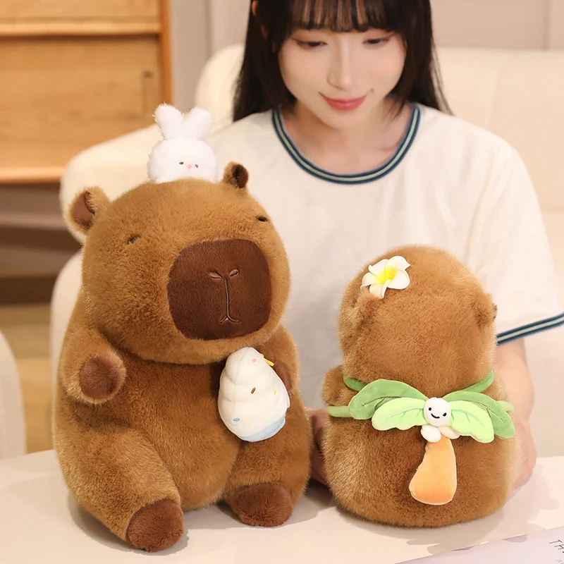 22/30cm Cartoon Fun Summer Sports Capybara Plush Doll Ice Cream Coconut Swimming Football Backpack Capybara Plush Toy Home Decor