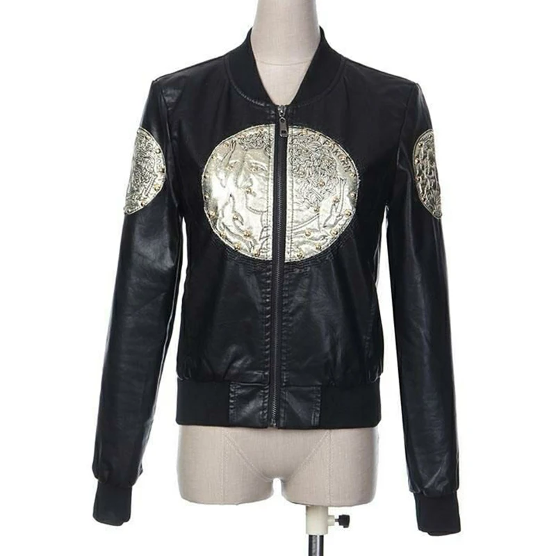 Women's Embroidered Leather Jacket, Baseball Jersey, Casual Fashion, Heavy Industry, Spring, Autumn, New, 2024