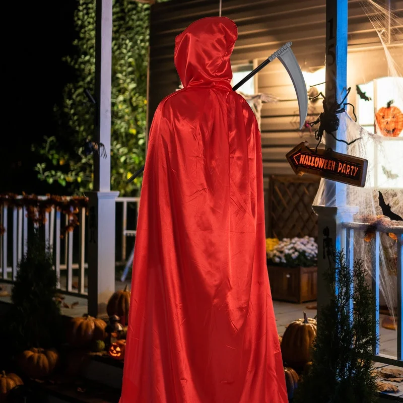 Costume d'halloween pour adultes, Robe dieu de la mort, cape de magicien, vêtements de scène pour jeu de rôle, tissu en Satin, autre femme d'automne 00%