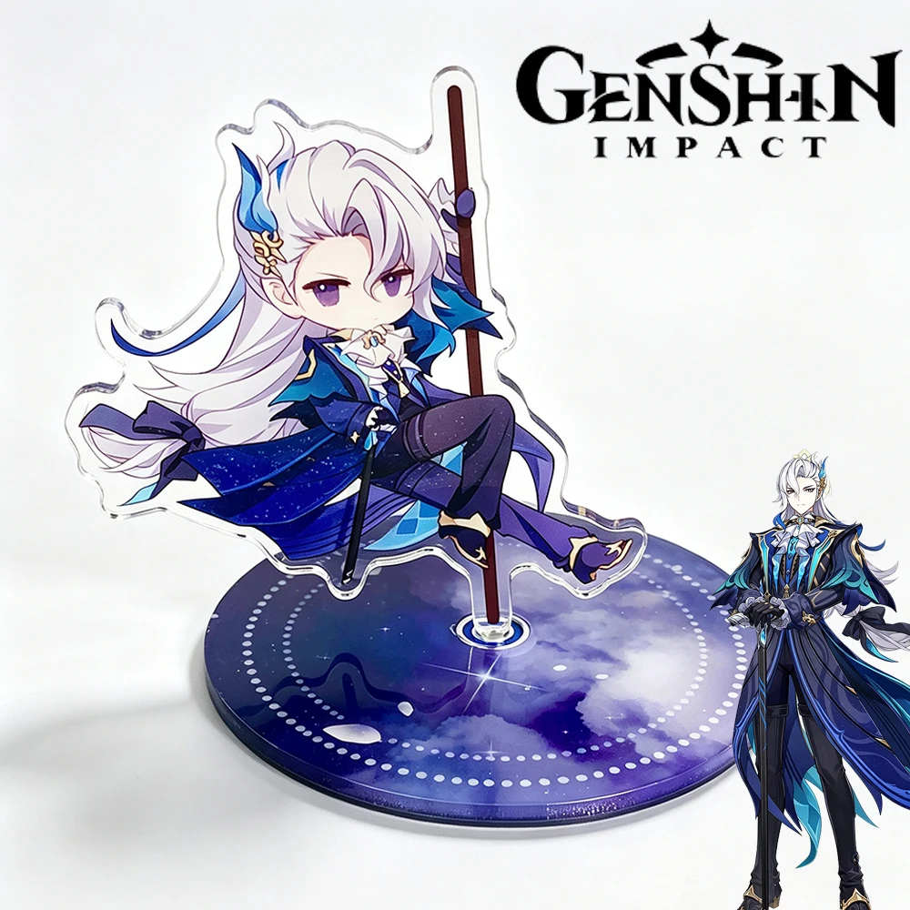 Game Genshin Impact Neuvillette Cosplay Standing Plate Acrylic Rotating Stand Fashion Desktop Ornament Accessories Party Prop