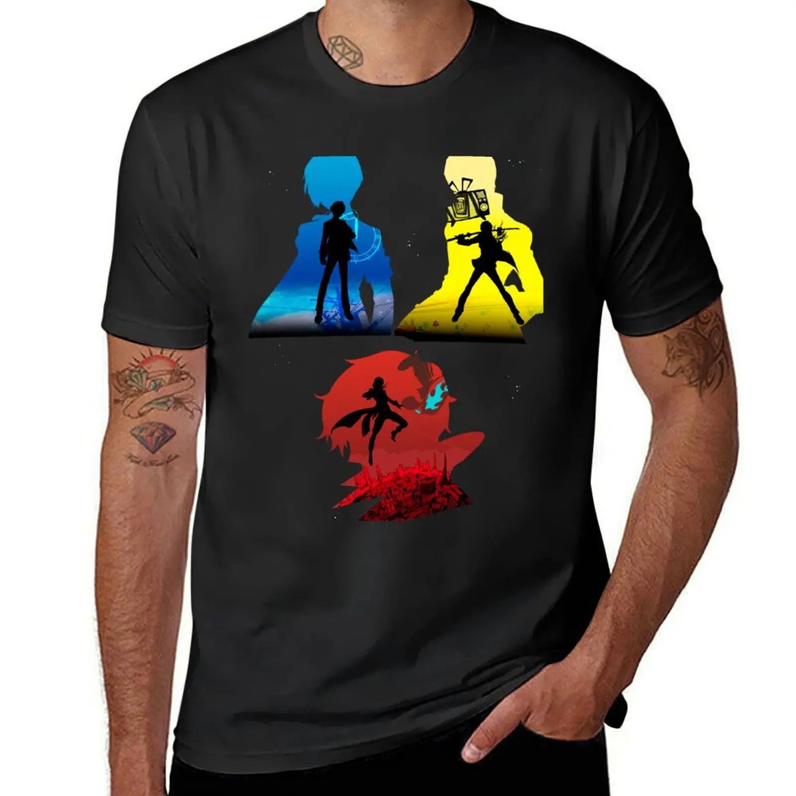 Persona Protagonists Silhouette T-Shirt new edition quick drying kawaii clothes funnys T-shirts for men cotton