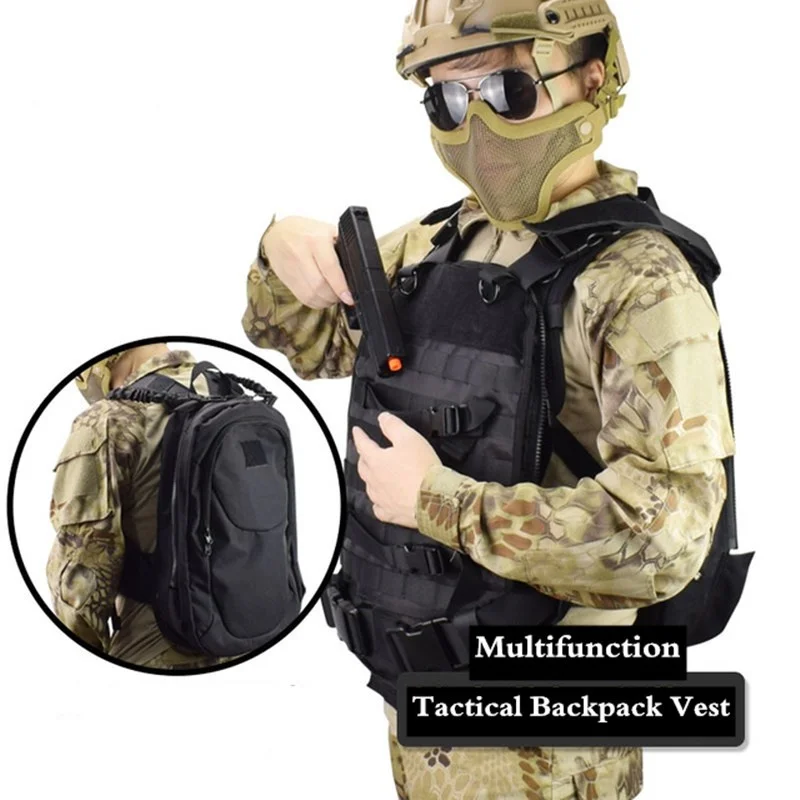 

Nylon Tactical Backpack Vest Army Fans Outdoor Combat Gear Military Stealth Waistcoat Field Training CS Shooting Hunting Vesets