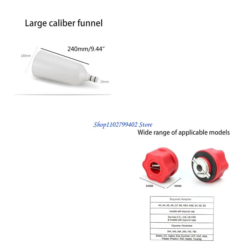 547f-ユニバーサル車のエンジンオイルファンネルアダプター開口部充填フィラーセットツール-3-個