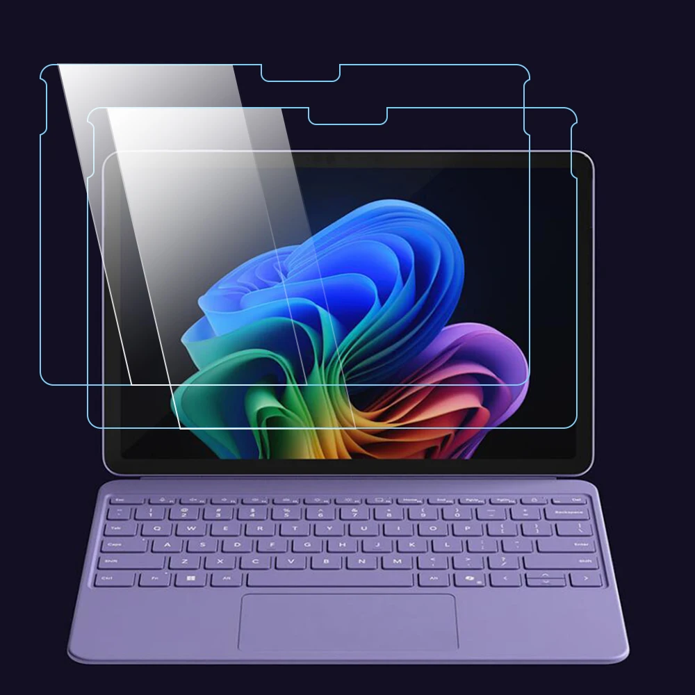 2PCs Screen Protector for Microsoft Surface Pro 12Inch Tempered Glass for 13Inch Surface Pro 11 10 9 8 X Clear Arc Edge Film