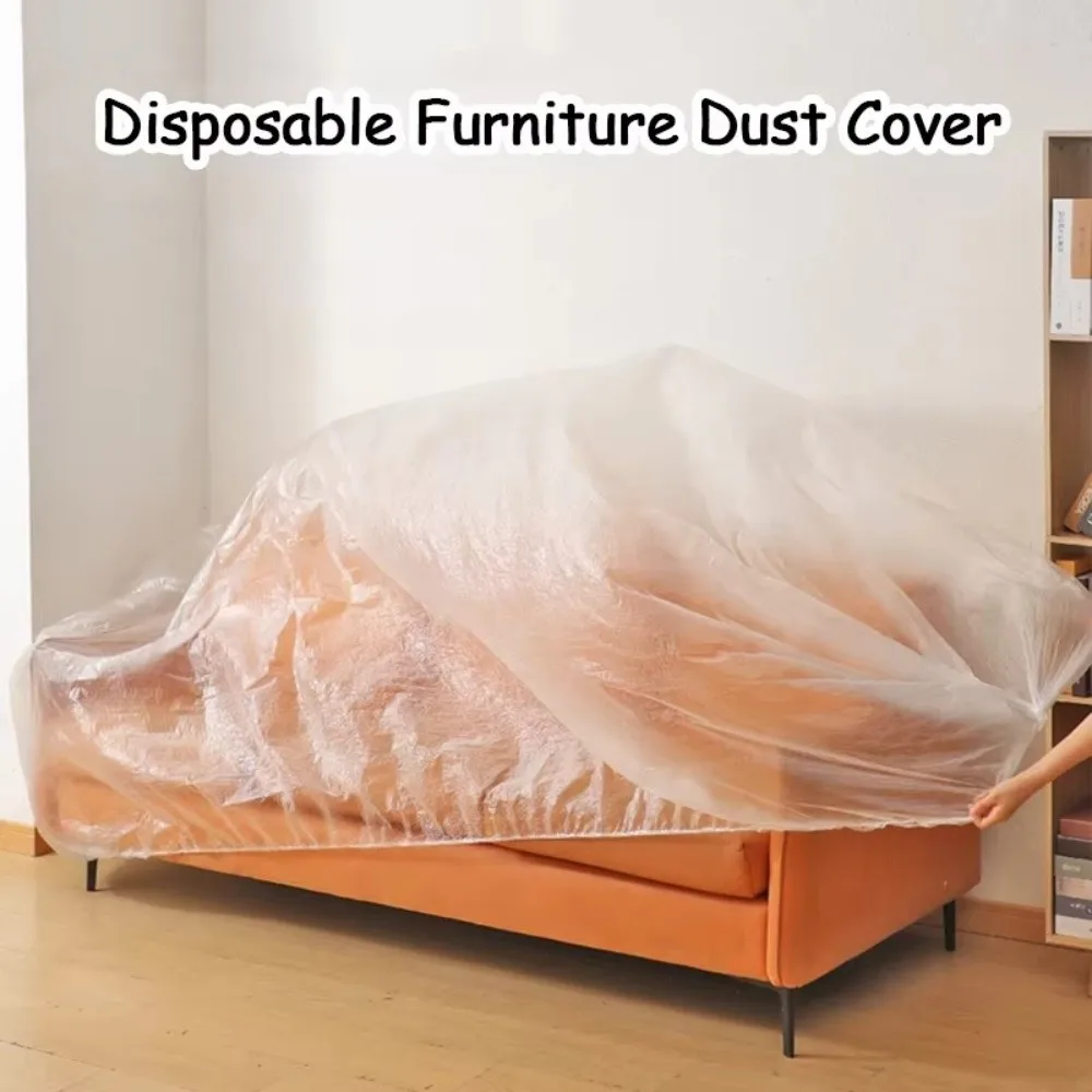 Transparent Disposable Dust Covers Elastic Waterproof Furniture Dust Cover Drawstring All Wrapped Plastic Dust Film