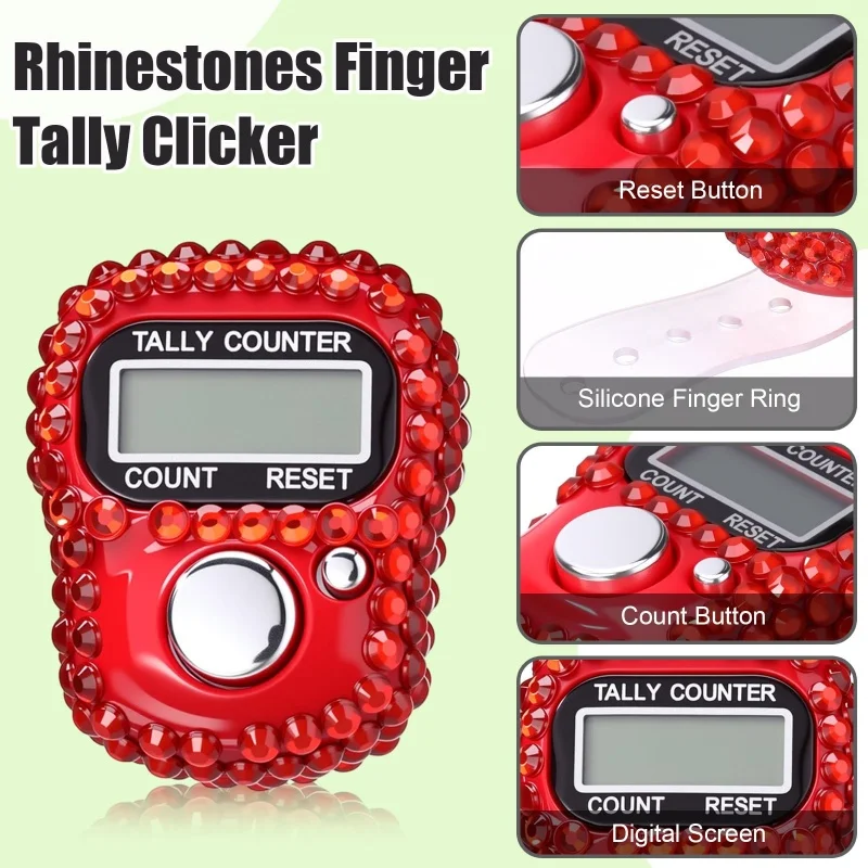 3 قطع عداد تسجيل الأصابع الإلكتروني القابل لإعادة الضبط، عداد الفرس بالإصبع المريح، عدادات رصيد العرض الرقمي المحمولة #5