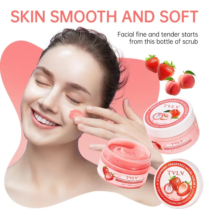 Facial Scrub Cleansing Exfoliating Cream Peach Strawberry Fragrance Body Scrub Moisturizing Nourishing Exfoliator Massage Cream