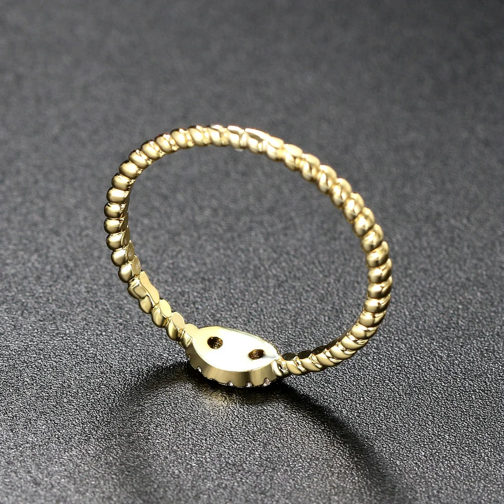 Twisted Ring for Women Trendy Micro Inlaid Zircon Gold Color Midi Button Stacking Dainty Rings Finger Accessories Jewelry R735 - view 5