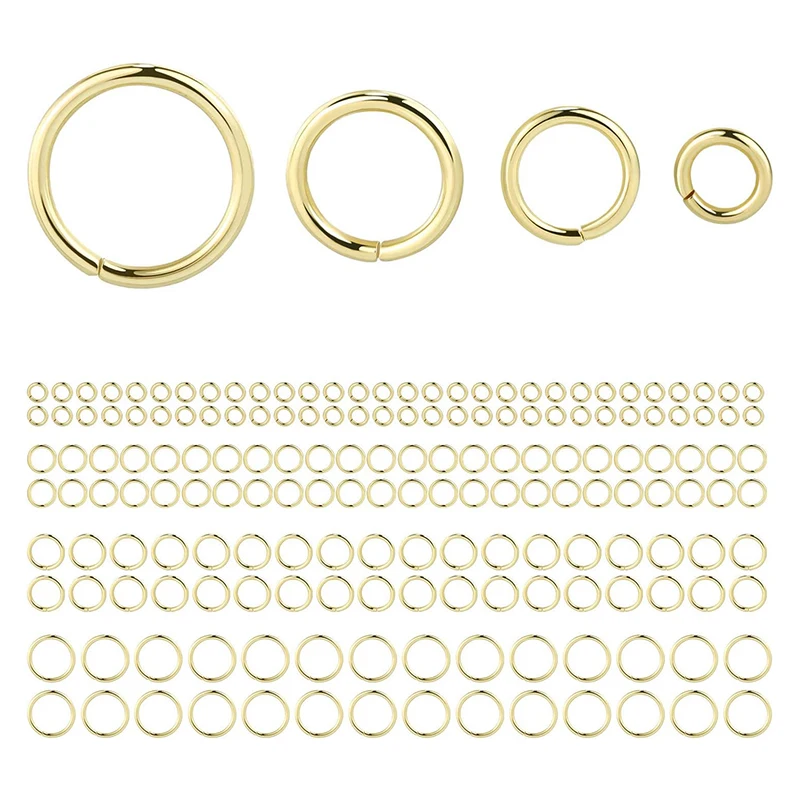 

100PCS 18K Gold Plated Jump Rings 3-8mm Non Tarnish Open Jump Rings for Jewelry Making DIY Necklace Bracelet Earrings Supplies