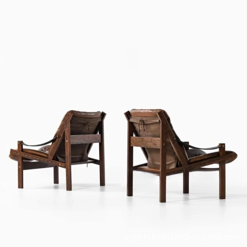 

Medieval solid wood leisure chair, retro sofa chair in living room, log chair, back chair, single chair in the model room o