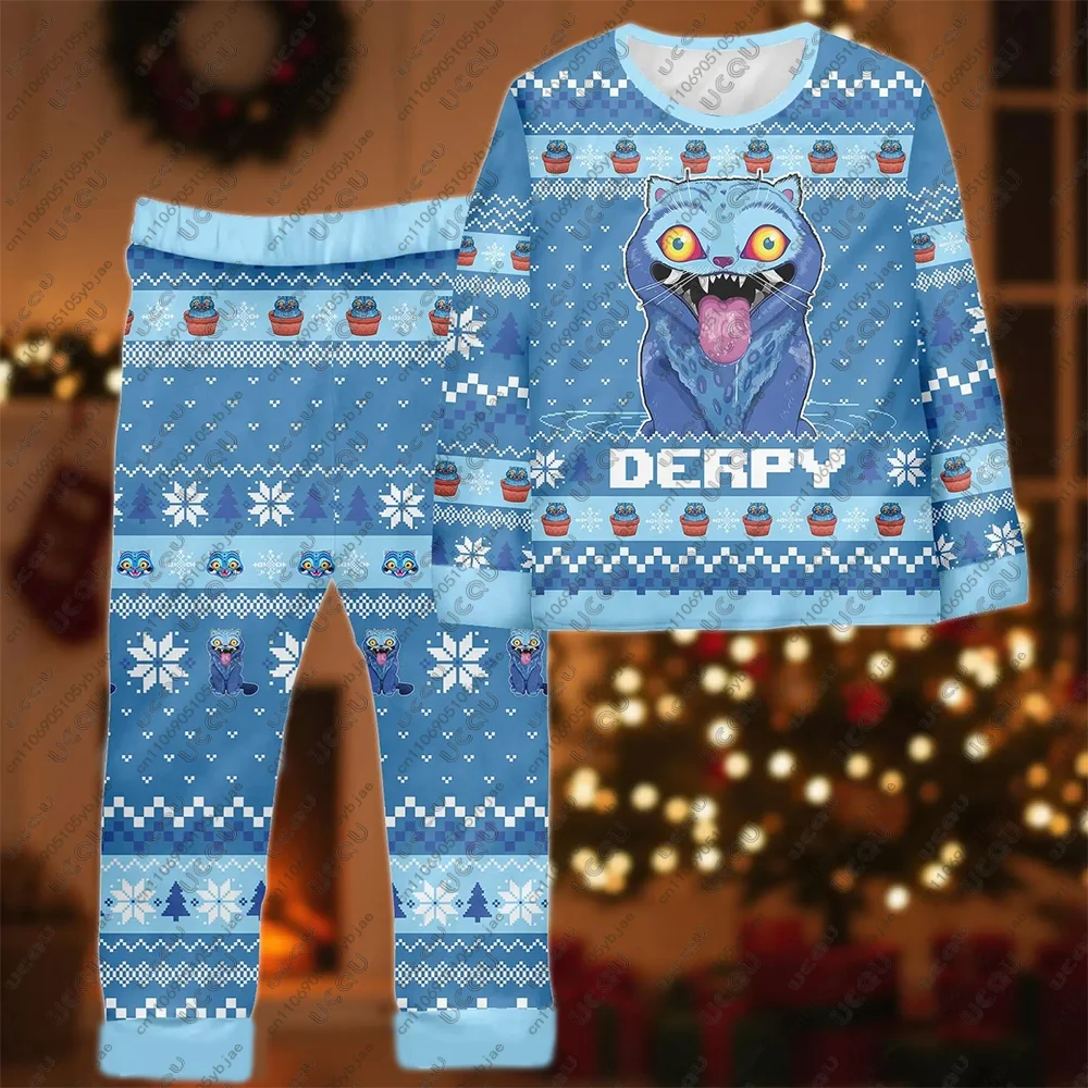 الشتاء Y2k الكبار طفل فتاة أعلى ديربي النمر الأسرة منامة مجموعة هدية عارضة بانت Kpop شيطان الصيادين تي شيرت المحملة عيد الميلاد ملابس خاصة #4