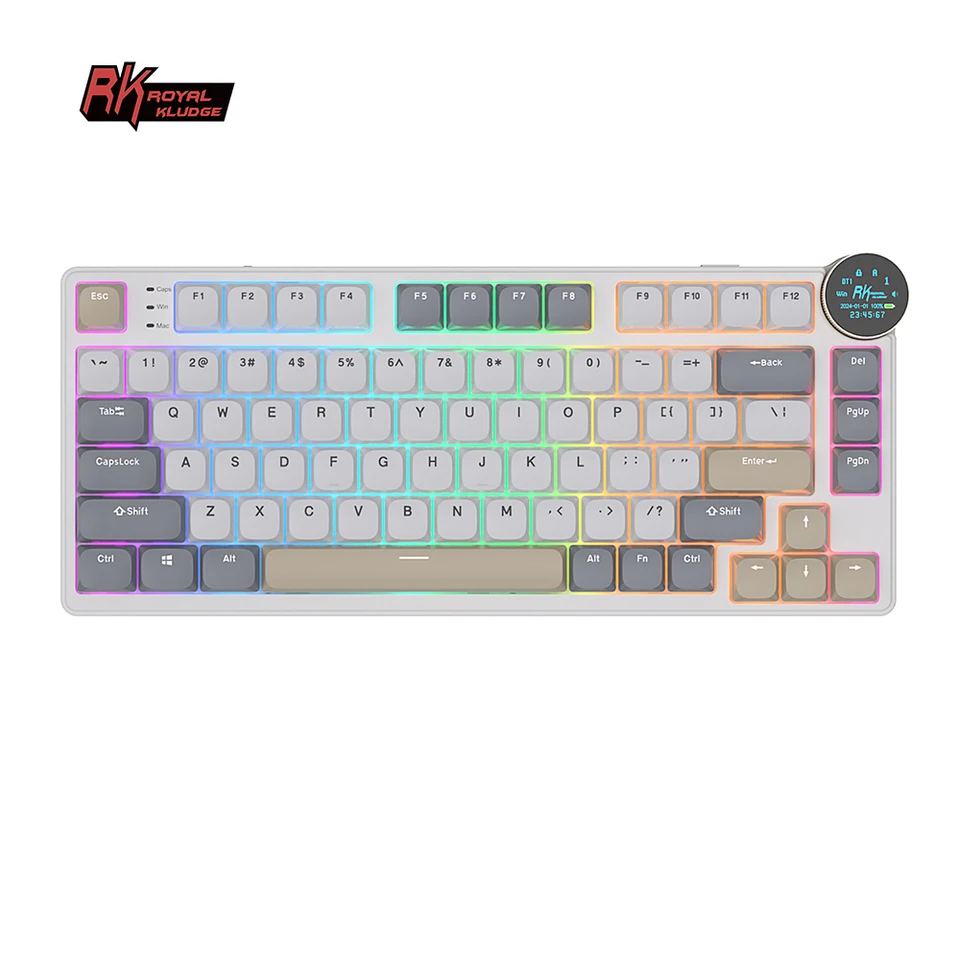 Royal Kludge rk n80ワイヤレスキーボード,Bluetooth, USB-C, 80% rgb