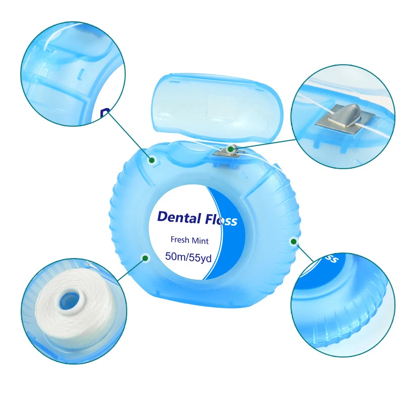 1 Roll 50m Dental Flosser Oral Hygiene Teeth Cleaning Wax Mint Flavored Dental Floss Spool Toothpick Teeth Flosser