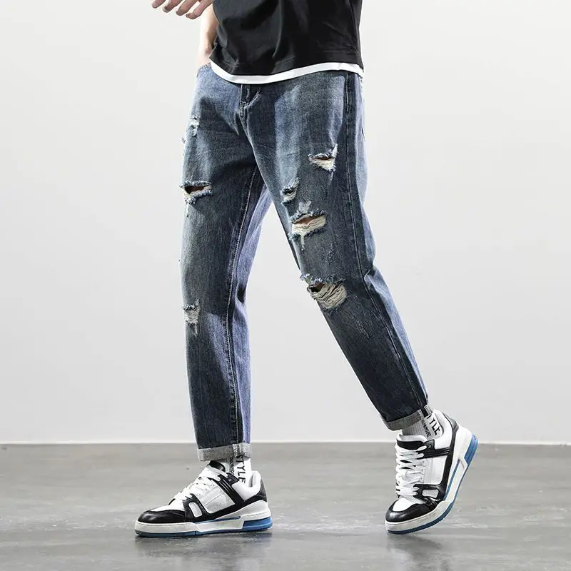 

Straight Jeans for Men Trousers Loose Designer Japanese Street Style Luxury New in Regular Denim Original Baggy Man Cowboy Pants