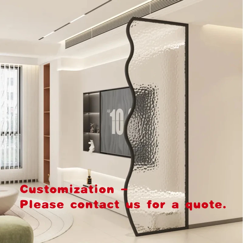 custom.Modern Luxury Living Room Entrance Porch Screen with Wrought Iron Stainless Steel & Temper Glass Partition Fence Simple D
