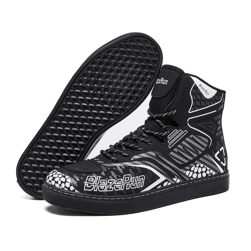 รองเท้ามอเตอร์ไซค์ผู้ชายแบบใหม่ กันน้ำ ระบายอากาศได้ดี รองเท้าบูทขี่มอเตอร์ไซค์กันลื่น สำหรับผู้ชาย