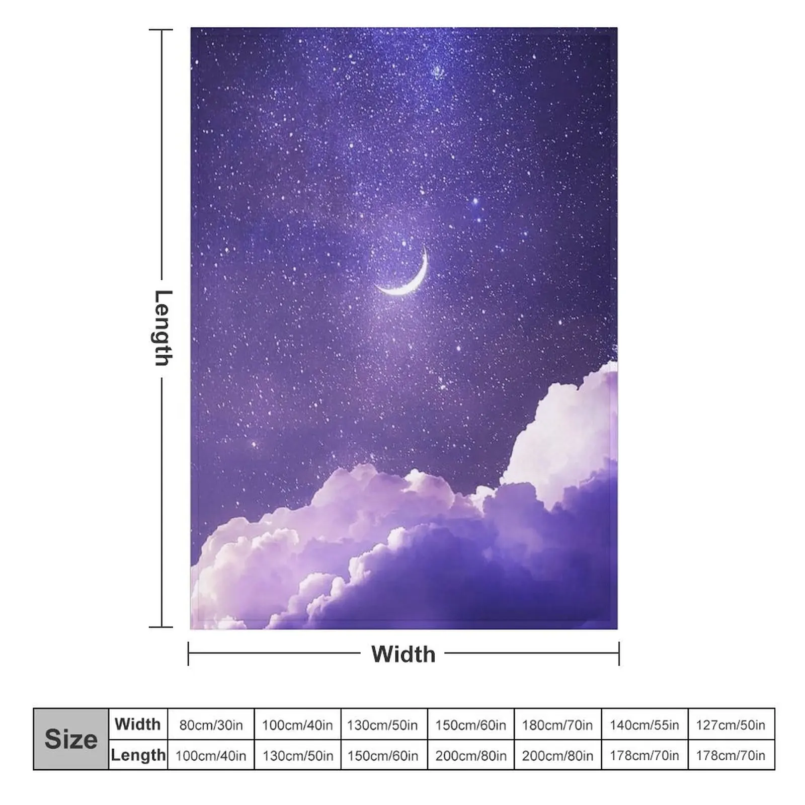 Purple Stars Dreamy Night Sky Cloud Pastel Aesthetic Space Galaxy Moon Throw Blanket Luxury Thicken Summer Blankets