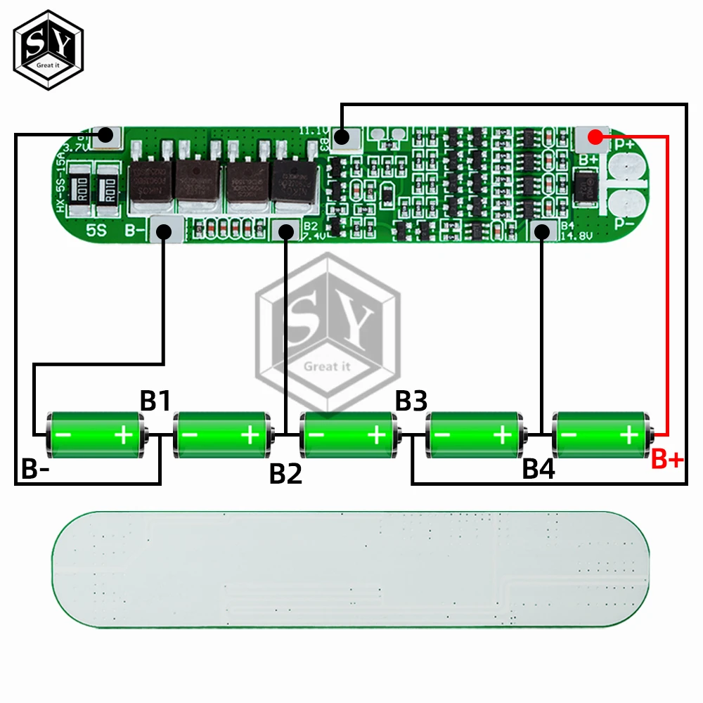 5S 18.5V 21V  15A  bms 18650 Lithium Battery Protection Board Anti-overcharged over-discharge 21V Solar Lighting Li-ion board