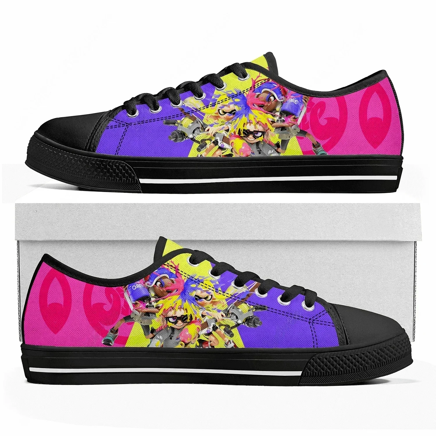 

Низкие кеды Splatoons Game Fan для мужчин, женщин и подростков, высококачественные повседневные кеды из канваса для пар, обувь на заказ