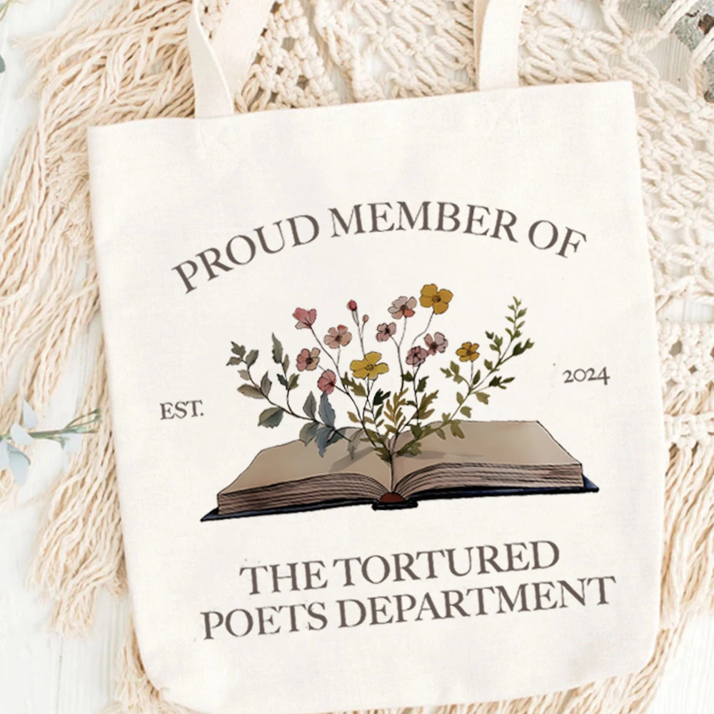 Strong Fabric Female Bag Swiftie Merch Eras Tour New Album Print Ladies Bag Tortured Poet Canvas Tote Bags Book Lover Gifts TTPD