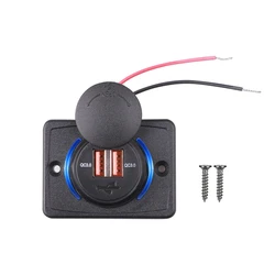 DC 12V 24V QC3.0+PD USB Port Charger LED Light Socket Adapter Panel Surface Mount Fast Charger QC3.0 Type C PD USB Socket