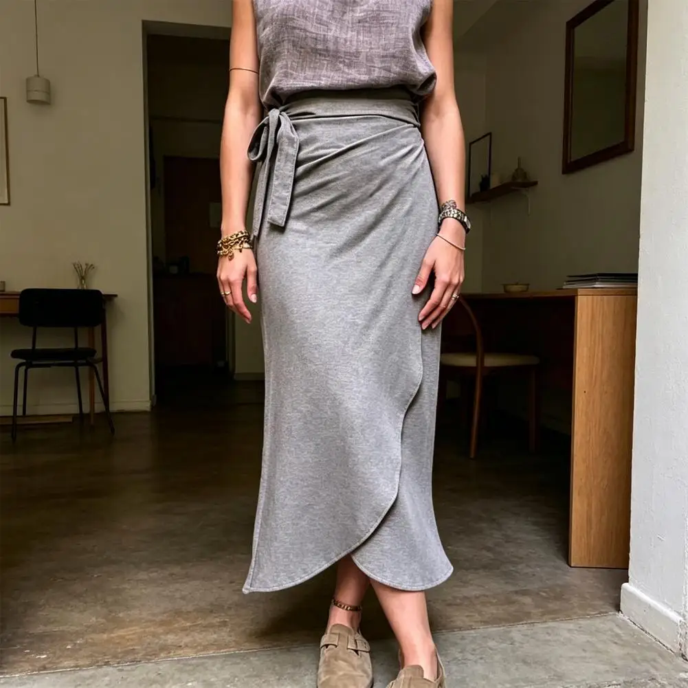 Hem Skirt Women’s High Waist Midi Skirt Hem Irregular Split Skirt Slimming Casual for Work Leisure Beach Parties High Waisted