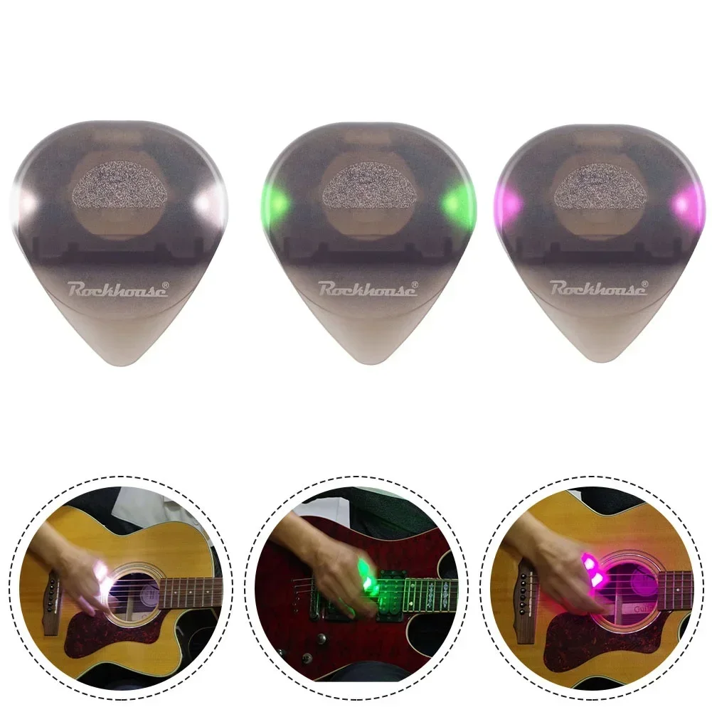 Guitar LED Pick Shining Luminous Non-Slip Colored Light Guitar Picks Plectrum Instrument Glowing Plectrum Guitar Accessories