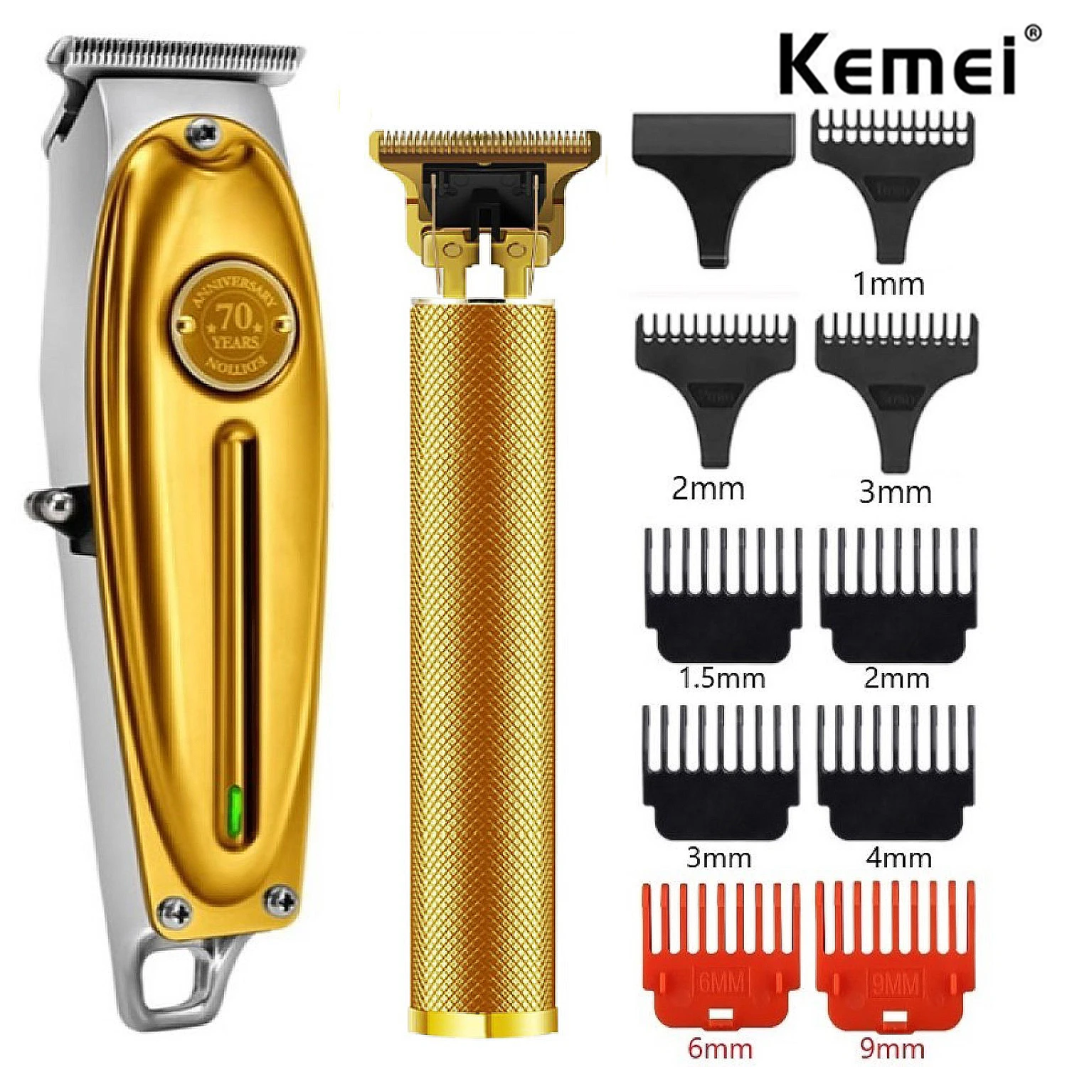 Kemei-Electric Full Metal Professional Barber Hair Trimmer Set para Homens, Barba Clipper, Acabamento Máquina De Corte De Cabelo, KM-1949