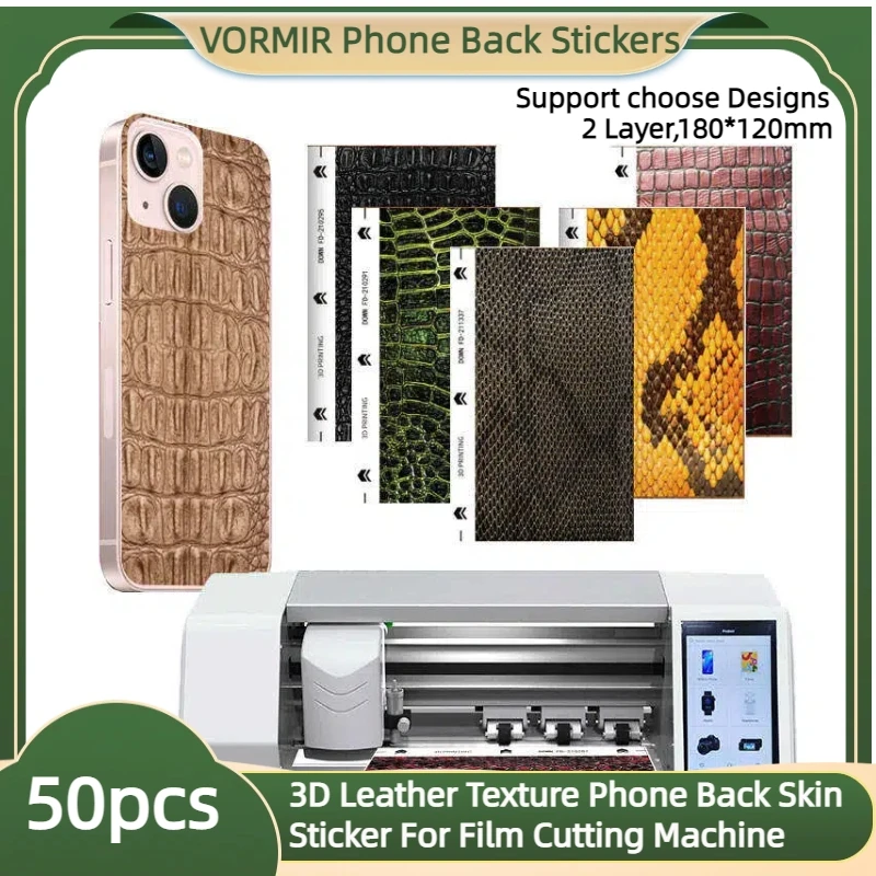 

VORMIR 50pcs 3D Snakeskin Lizard Crocodile Pattern Color Phone Back Skin Sticker Sheet For Screen Protector Film Cutting Machine