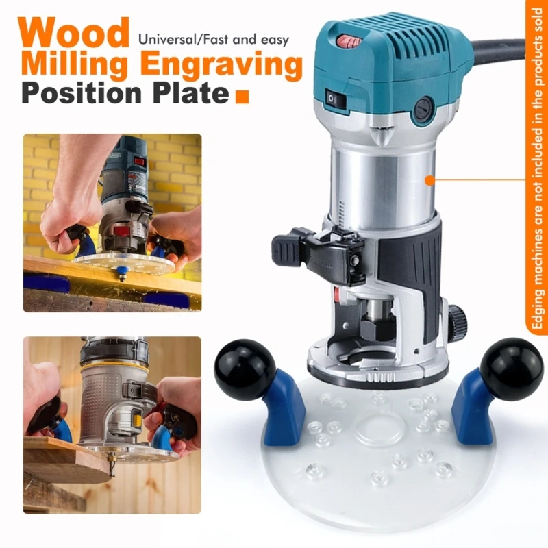 Pemangkasan Router Base Clear Clear Acrylic Base Plate Universal Router Plate Dengan Pegangan Ganda Untuk Pertukangan Mudah 37JD