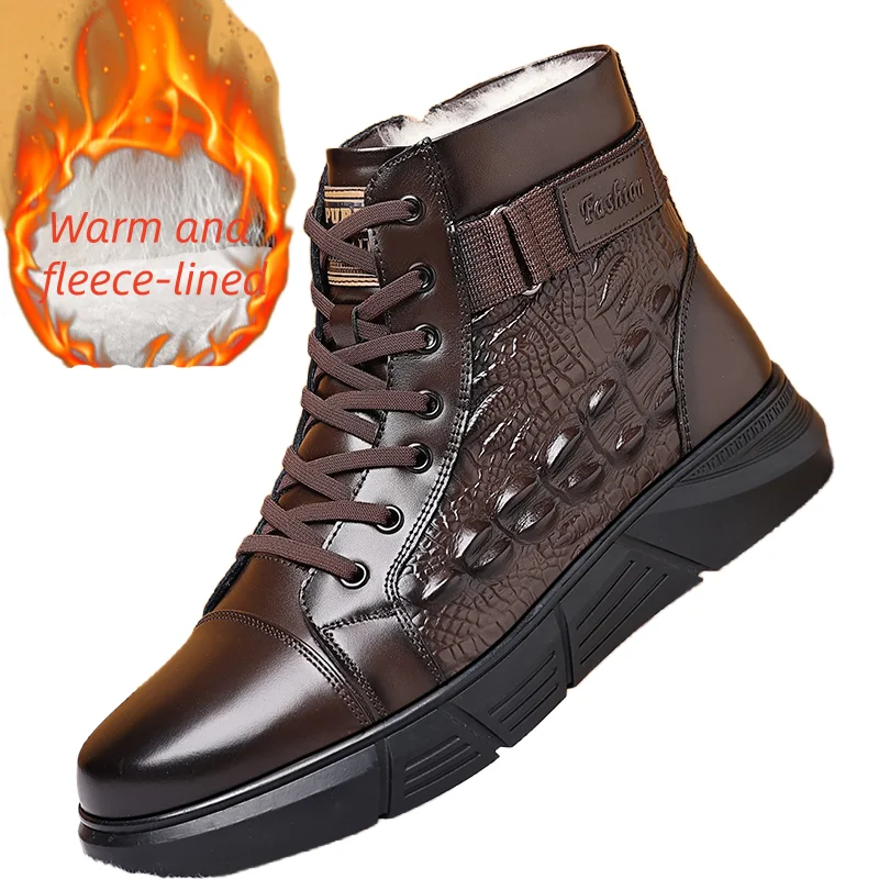 Men's Chelsea Boots British Style High Top Solid Color Comfortable Work Boots Fashion Outdoor Casual Shoes Lace-up Ankle Boots